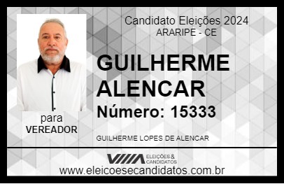 Candidato GUILHERME ALENCAR 2024 - ARARIPE - Eleições