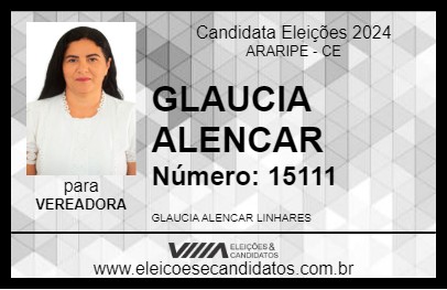 Candidato GLAUCIA ALENCAR 2024 - ARARIPE - Eleições