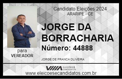 Candidato JORGE DA BORRACHARIA 2024 - ARARIPE - Eleições