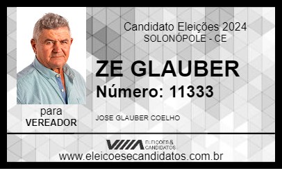 Candidato ZE GLAUBER 2024 - SOLONÓPOLE - Eleições