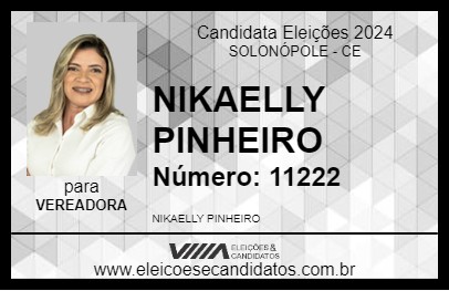 Candidato NIKAELLY PINHEIRO 2024 - SOLONÓPOLE - Eleições