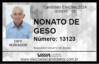 Candidato NONATO DE GESO 2024 - QUIXERÉ - Eleições