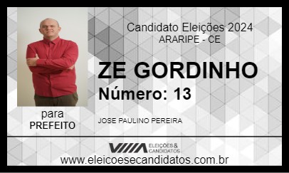 Candidato ZE GORDINHO 2024 - ARARIPE - Eleições