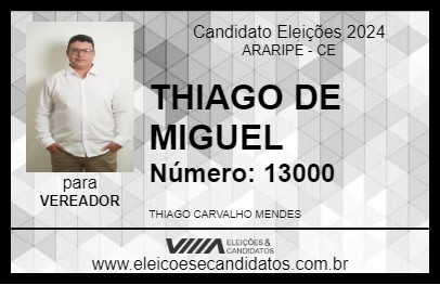 Candidato THIAGO DE MIGUEL 2024 - ARARIPE - Eleições