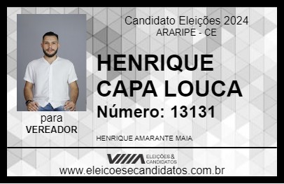 Candidato HENRIQUE CAPA LOKA 2024 - ARARIPE - Eleições