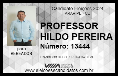 Candidato PROFESSOR HILDO PEREIRA 2024 - ARARIPE - Eleições