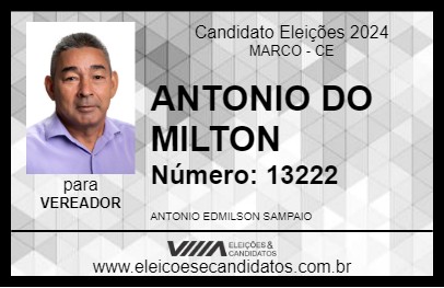 Candidato ANTONIO DO MILTON 2024 - MARCO - Eleições