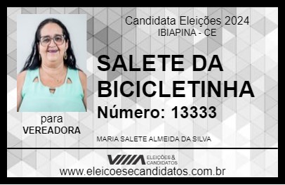 Candidato SALETE DA BICICLETINHA 2024 - IBIAPINA - Eleições