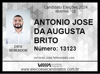 Candidato ANTONIO JOSE DA AUGUSTA BRITO 2024 - IBIAPINA - Eleições