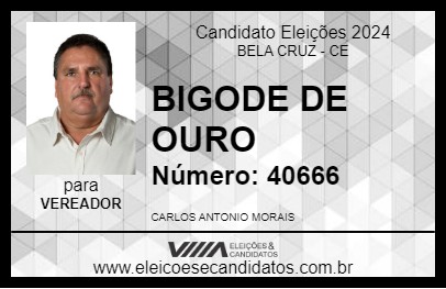 Candidato BIGODE DE OURO 2024 - BELA CRUZ - Eleições