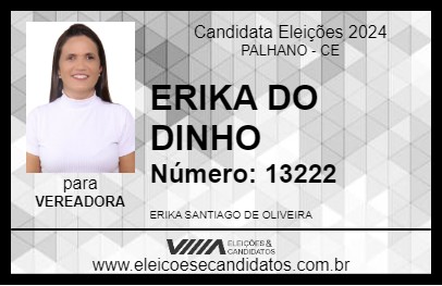 Candidato ERIKA DO DINHO 2024 - PALHANO - Eleições