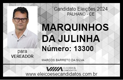 Candidato MARQUINHOS DA JULINHA 2024 - PALHANO - Eleições