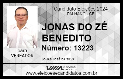 Candidato JONAS DO ZÉ BENEDITO 2024 - PALHANO - Eleições