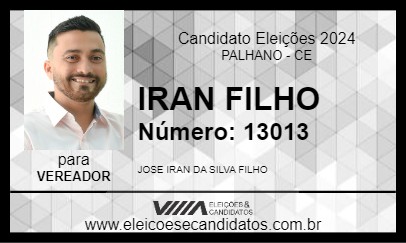 Candidato IRAN FILHO 2024 - PALHANO - Eleições