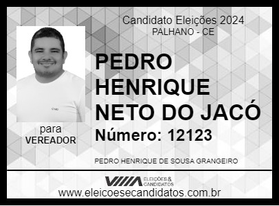 Candidato PEDRO HENRIQUE NETO DO JACÓ 2024 - PALHANO - Eleições