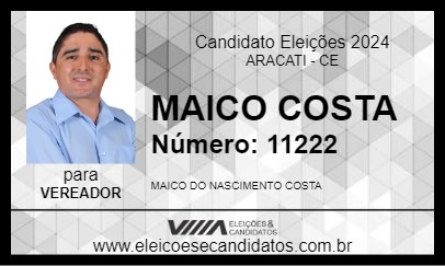 Candidato MAICO COSTA 2024 - ARACATI - Eleições