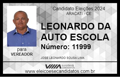 Candidato LEONARDO DA AUTO ESCOLA 2024 - ARACATI - Eleições