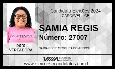 Candidato SAMIA REGIS 2024 - CASCAVEL - Eleições