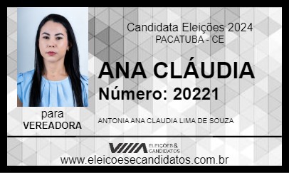 Candidato ANA CLÁUDIA 2024 - PACATUBA - Eleições