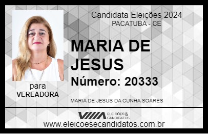 Candidato MARIA DE JESUS 2024 - PACATUBA - Eleições