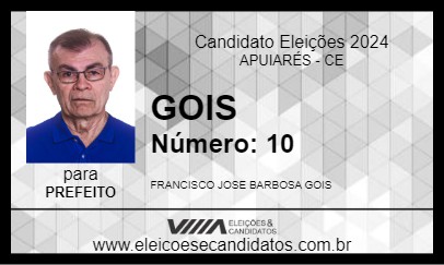 Candidato GOIS 2024 - APUIARÉS - Eleições