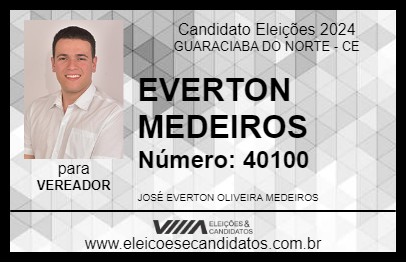 Candidato EVERTON MEDEIROS 2024 - GUARACIABA DO NORTE - Eleições