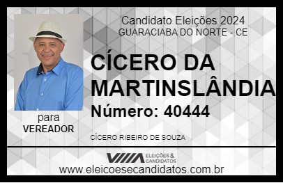 Candidato CÍCERO DA MARTINSLÂNDIA 2024 - GUARACIABA DO NORTE - Eleições