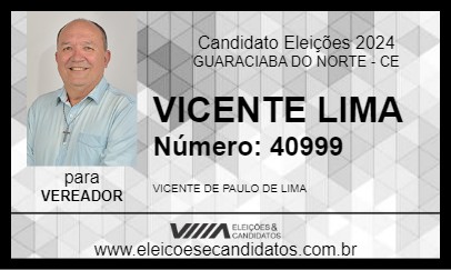 Candidato VICENTE LIMA 2024 - GUARACIABA DO NORTE - Eleições