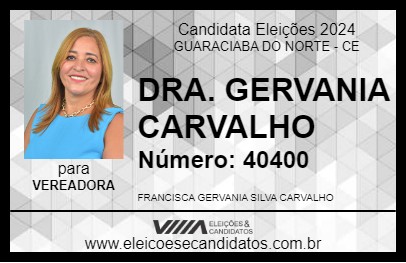 Candidato DRA. GERVANIA CARVALHO 2024 - GUARACIABA DO NORTE - Eleições