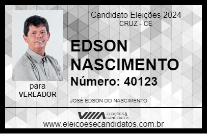 Candidato EDSON NASCIMENTO 2024 - CRUZ - Eleições