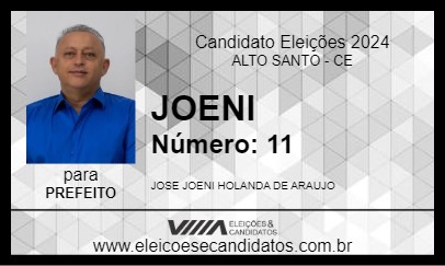 Candidato JOENI 2024 - ALTO SANTO - Eleições