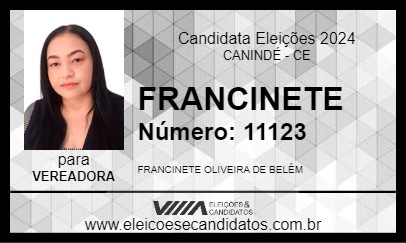 Candidato FRANCINETE 2024 - CANINDÉ - Eleições