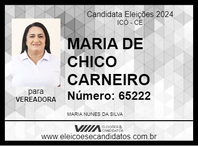 Candidato MARIA DE CHICO CARNEIRO 2024 - ICÓ - Eleições