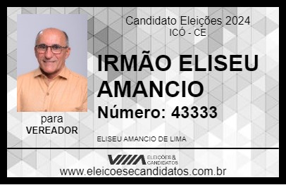 Candidato IRMÃO ELISEU AMANCIO 2024 - ICÓ - Eleições