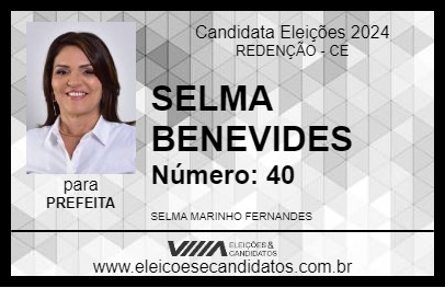 Candidato SELMA BENEVIDES 2024 - REDENÇÃO - Eleições