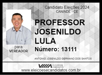 Candidato PROFESSOR JOSENILDO LULA 2024 - CANINDÉ - Eleições