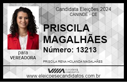 Candidato PRISCILA MAGALHÃES 2024 - CANINDÉ - Eleições