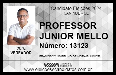 Candidato PROFESSOR JUNIOR MELLO 2024 - CANINDÉ - Eleições