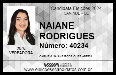 Candidato NAIANE RODRIGUES 2024 - CANINDÉ - Eleições