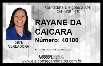 Candidato RAYANE DA CAICARA 2024 - CANINDÉ - Eleições