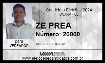 Candidato ZE PREA 2024 - OCARA - Eleições