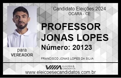 Candidato PROFESSOR JONAS LOPES 2024 - OCARA - Eleições