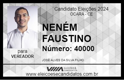 Candidato NENÉM FAUSTINO 2024 - OCARA - Eleições