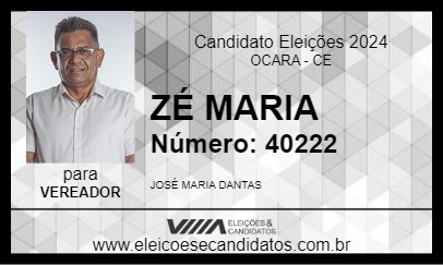 Candidato ZÉ MARIA 2024 - OCARA - Eleições