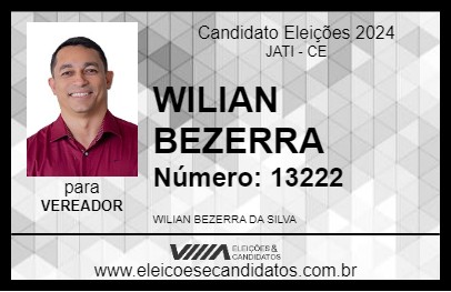 Candidato WILIAN BEZERRA 2024 - JATI - Eleições