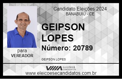 Candidato GEIPSON LOPES 2024 - BANABUIÚ - Eleições