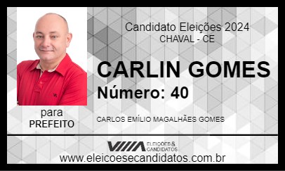 Candidato CARLIN GOMES 2024 - CHAVAL - Eleições