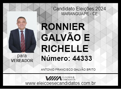 Candidato RONNIER GALVÃO E RICHELLE 2024 - MARANGUAPE - Eleições