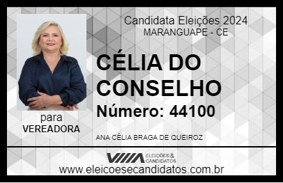 Candidato CÉLIA DO CONSELHO 2024 - MARANGUAPE - Eleições