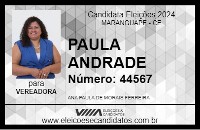 Candidato PAULA DA SAÚDE 2024 - MARANGUAPE - Eleições